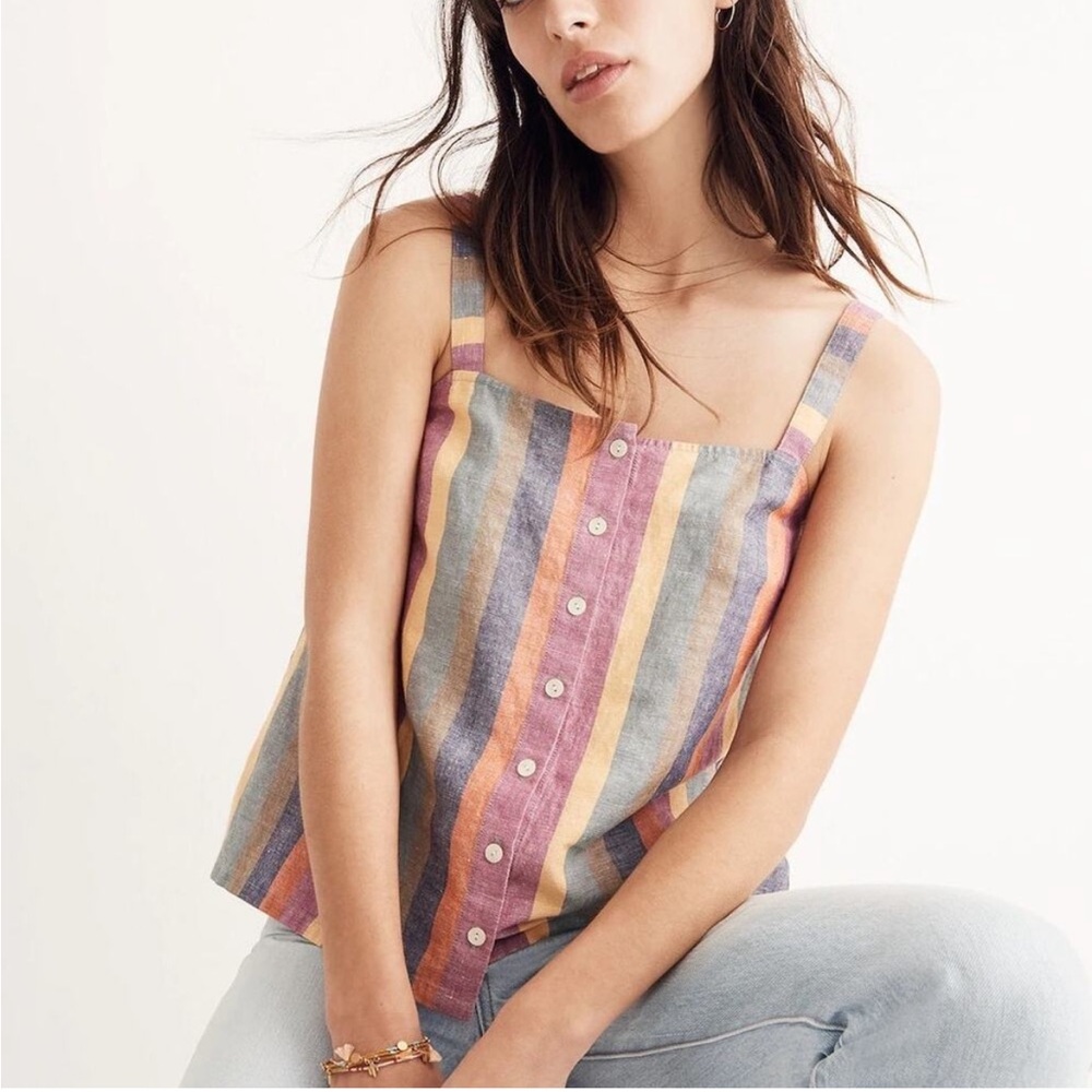Madewell stripped cropped tank top